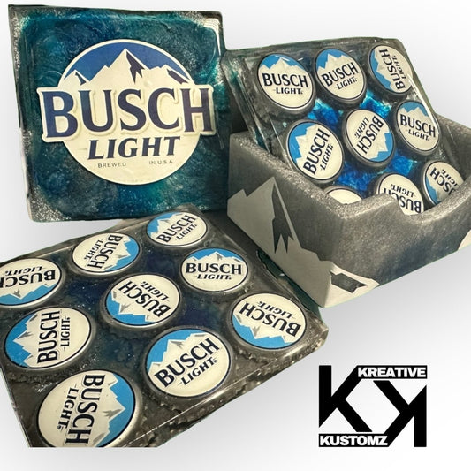 Busch Light Square Coaster Set - Kreative Kustomz
