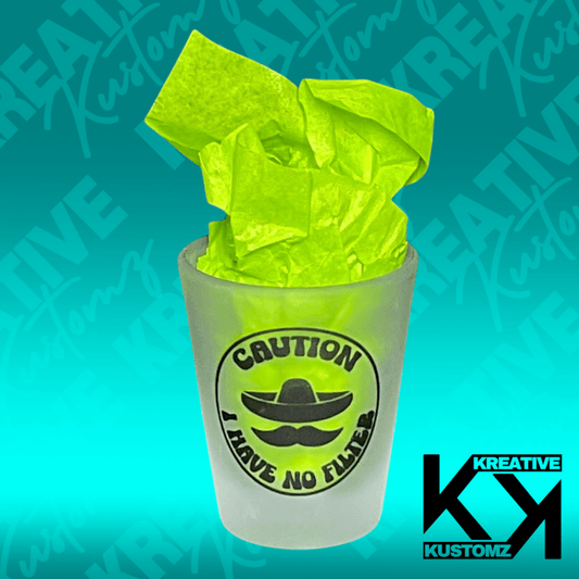 Caution 2 Shot Glass - Kreative Kustomz