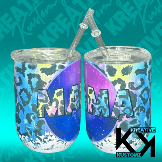 Cheetah Mama - 12oz Stemless Wine - Kreative Kustomz