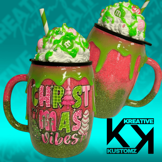 Christmas Vibes Mug w/Topper - 15oz - Kreative Kustomz