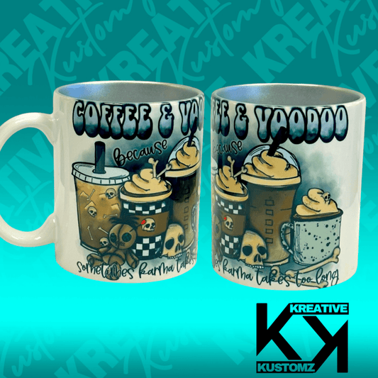Coffee & Vodoo 11oz Mug - Silver - Kreative Kustomz