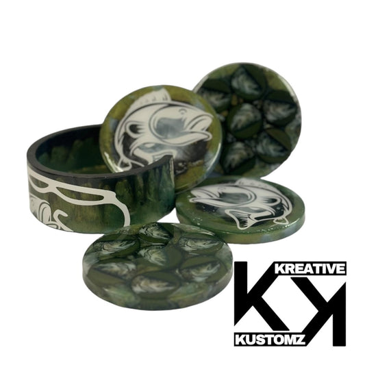 Fishing Round Coaster Set - Kreative Kustomz