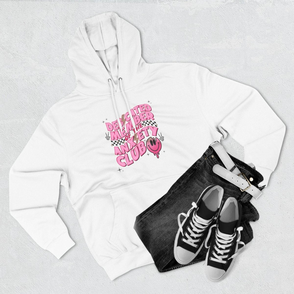 Fleece Hoodie - Anxiety Club Design - Kreative Kustomz