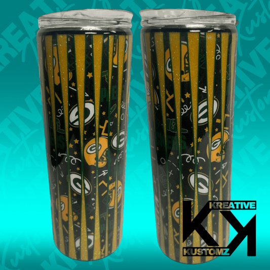 Green & Gold Mesmerizing Football Tumbler - 20oz - Kreative Kustomz