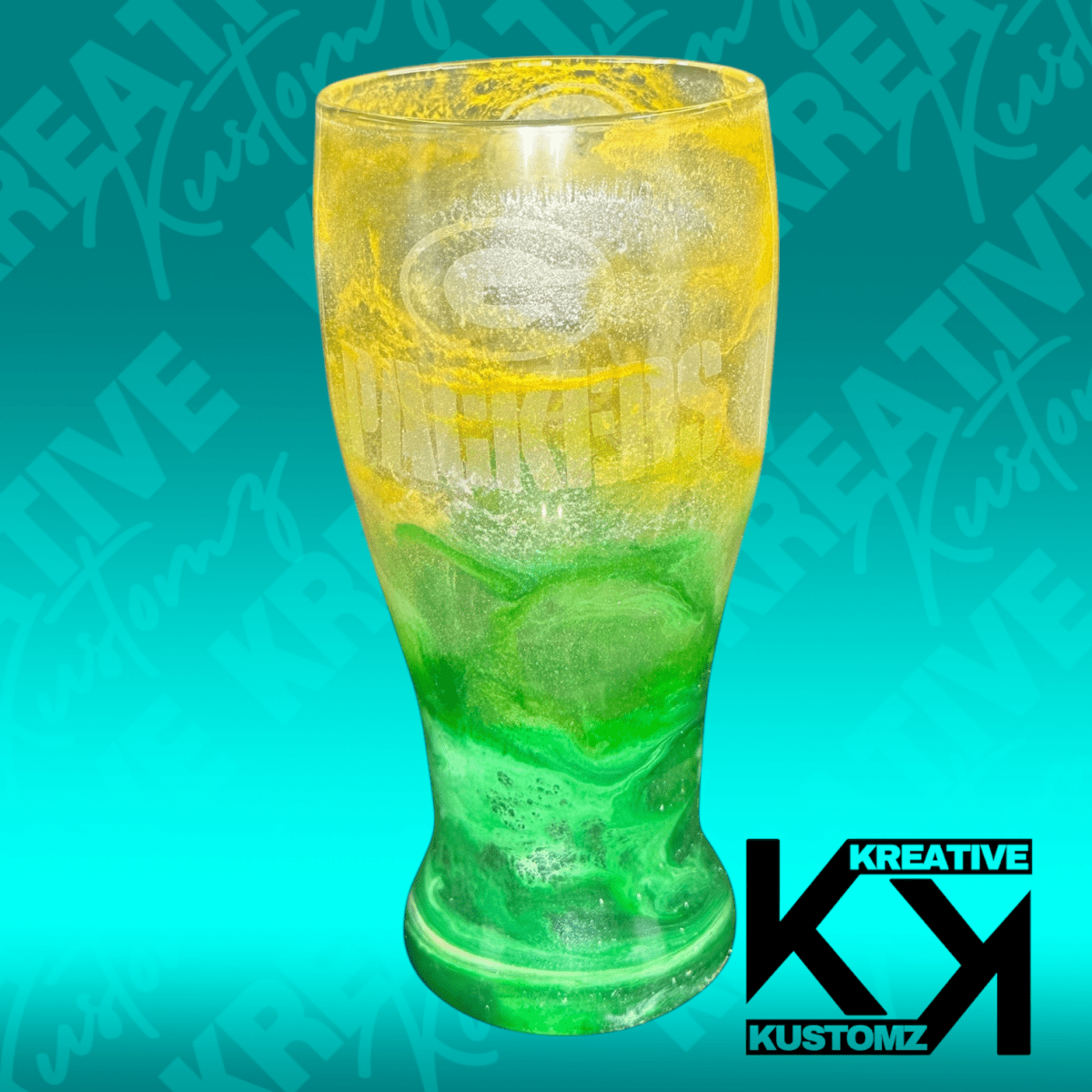 Green & Gold Packer Galaxy Glass - Kreative Kustomz