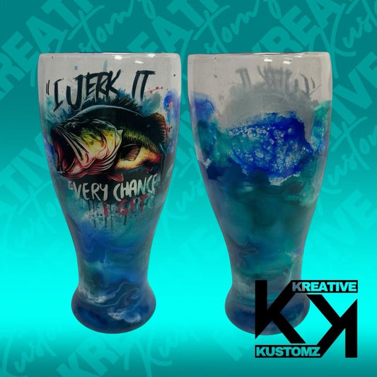 Jerk it Beer Glass - Alcohol Ink Glasses - Drinkware - Kreative Kustomz