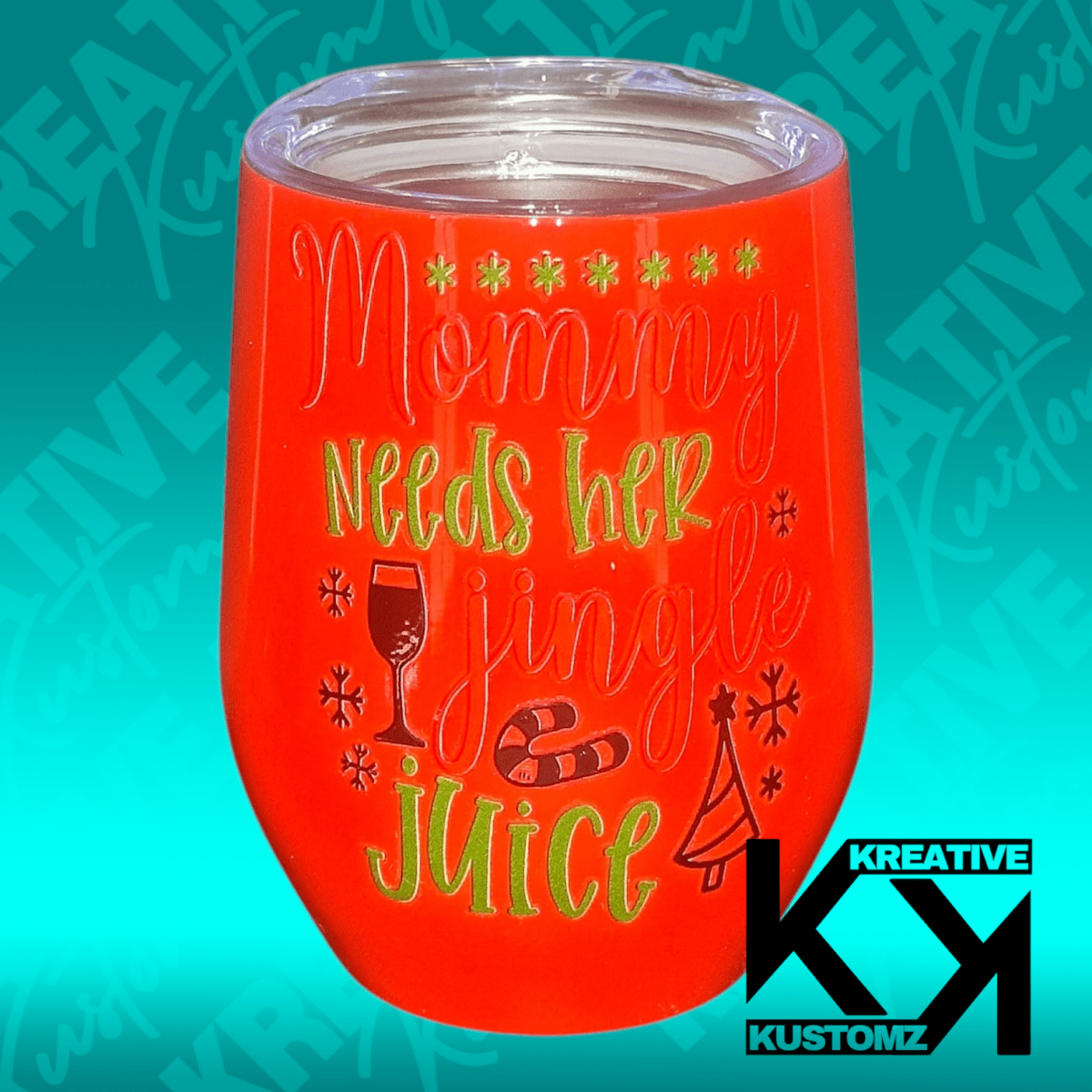 Jingle Juice - 12oz Stemless Wine - Kreative Kustomz