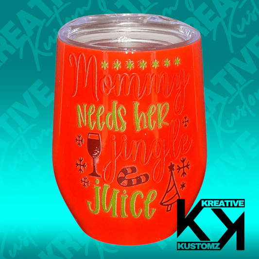 Jingle Juice - 12oz Stemless Wine - Kreative Kustomz