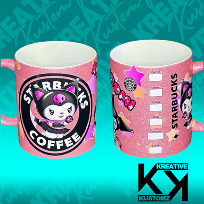Kawaii 11oz Mug - Pink Glitter - Kreative Kustomz