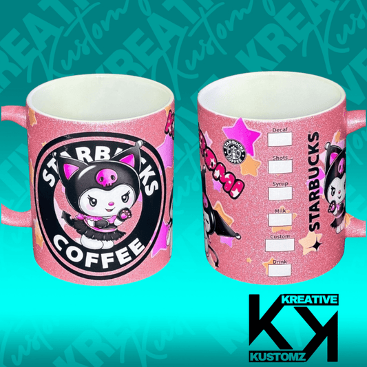 Kawaii 11oz Mug - Pink Glitter - Kreative Kustomz