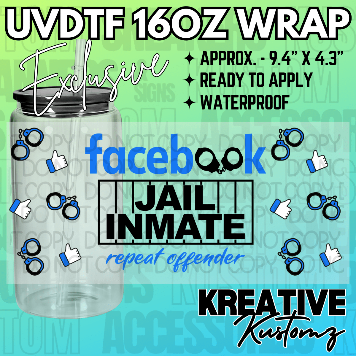 Inmate Cup Midnight Bloom UV DTF Wrap for 16oz Libbey Glass by Kreative – Kreative ...