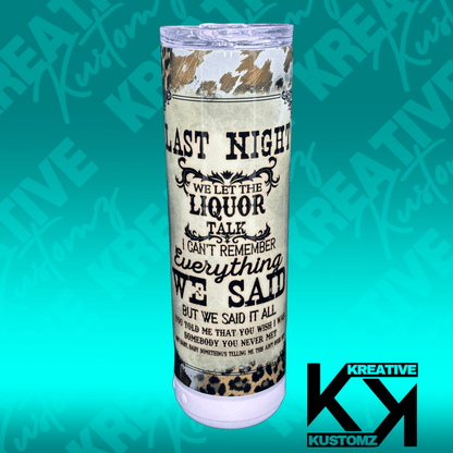 Liquor Talk - 20oz Speaker Tumbler - Kreative Kustomz