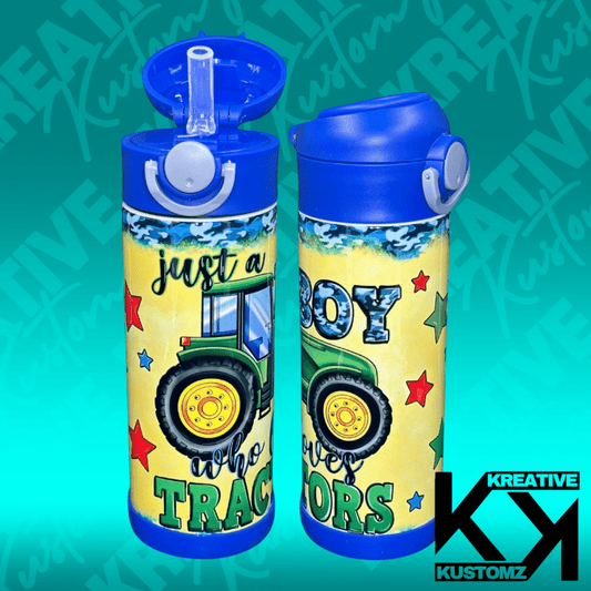 Loves tractors - 12oz Sippy - Kreative Kustomz