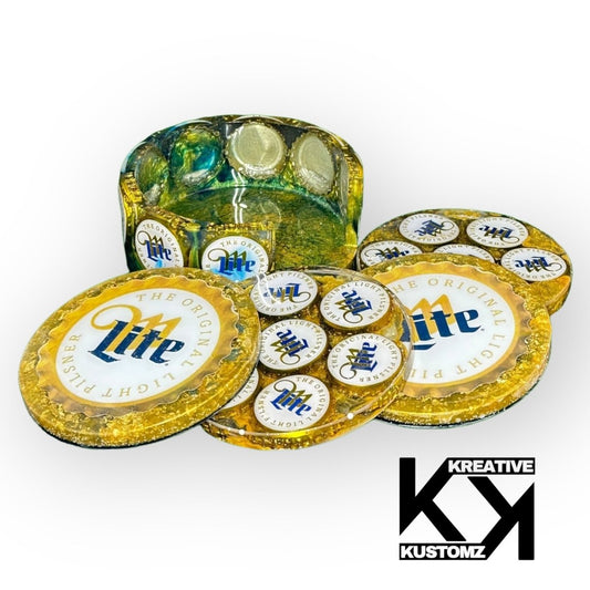 Miller Lite Round Coaster Set - Kreative Kustomz