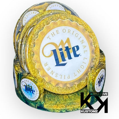 Miller Lite Round Coaster Set - Kreative Kustomz