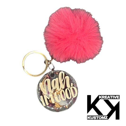 Nah I’m Good Poof Keychain - Pink - Kreative Kustomz