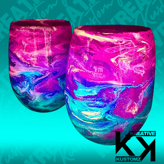 Purple & Blue Galaxy Stemless Wine Glass - 2pc Set - Kreative Kustomz