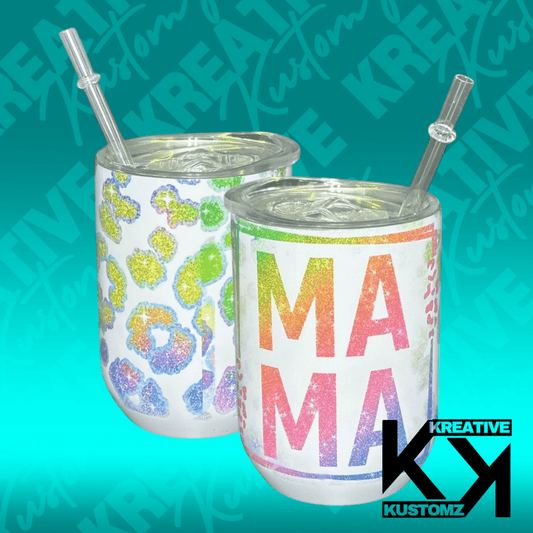 Rainbow Mama - 12oz Stemless Wine - Kreative Kustomz