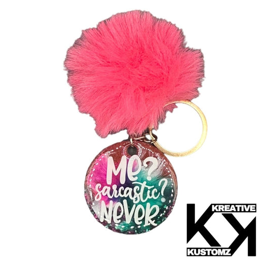Sarcastic Poof Keychain - Pink - Kreative Kustomz