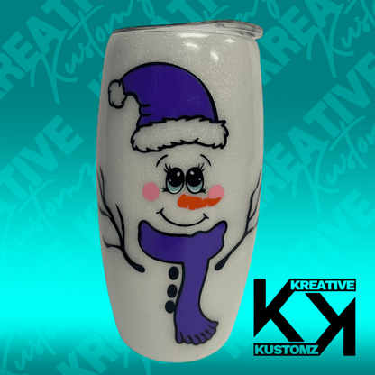Stemless Snowman Wine Tumbler - Perfect for Your Holiday Celebration - Bottle, Drinkware - Kreative Kustomz