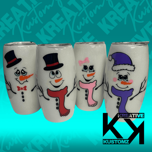 Stemless Snowman Wine Tumbler - Perfect for Your Holiday Celebration - Bottle, Drinkware - Kreative Kustomz