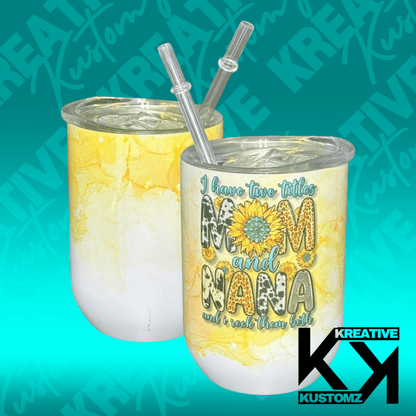 Two Titles - 12oz Stemless Wine - Kreative Kustomz