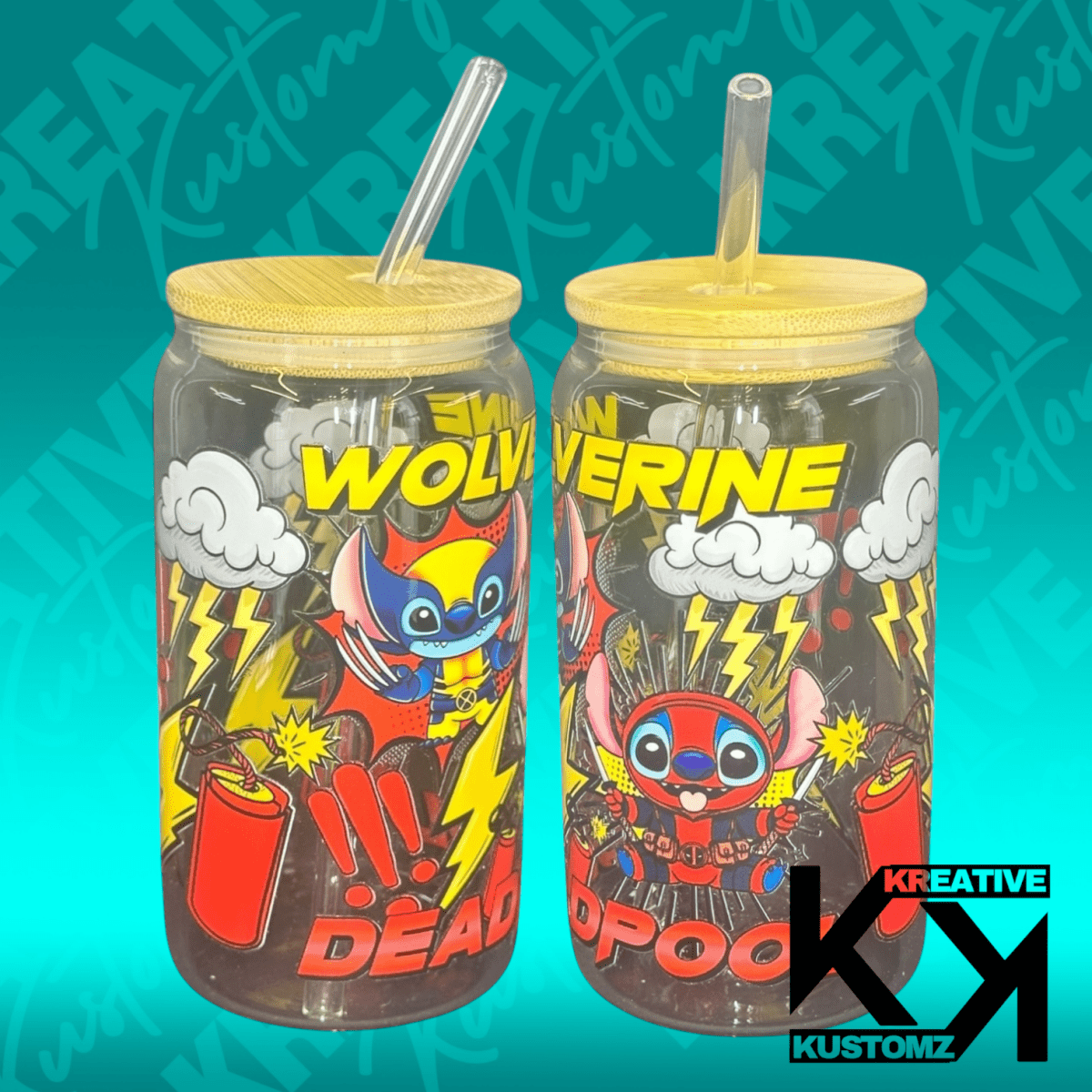 Wolverine Deadpool Mashup Libbey 2 - 16oz - Kreative Kustomz