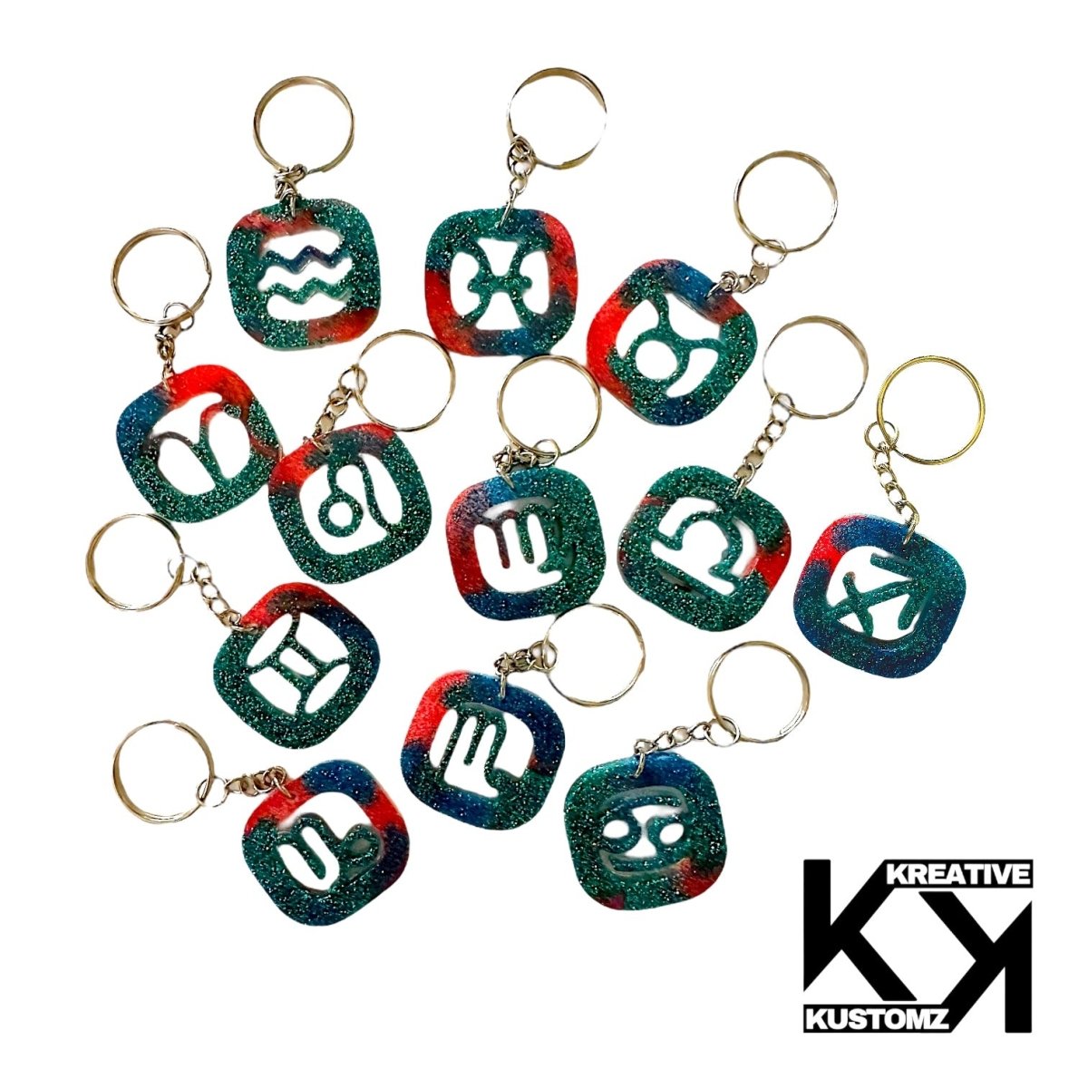 Zodiac Glitter Resin Keychain - Kreative Kustomz