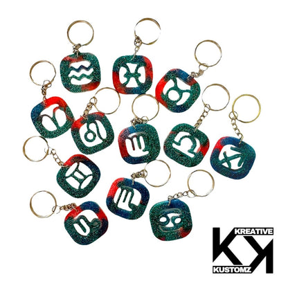 Zodiac Glitter Resin Keychain - Kreative Kustomz