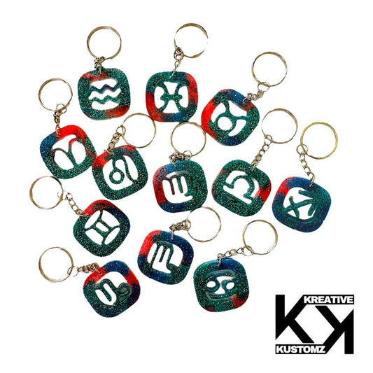 Zodiac Glitter Resin Keychain - Kreative Kustomz