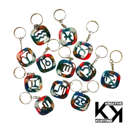 Zodiac Glitter Resin Keychain - Kreative Kustomz