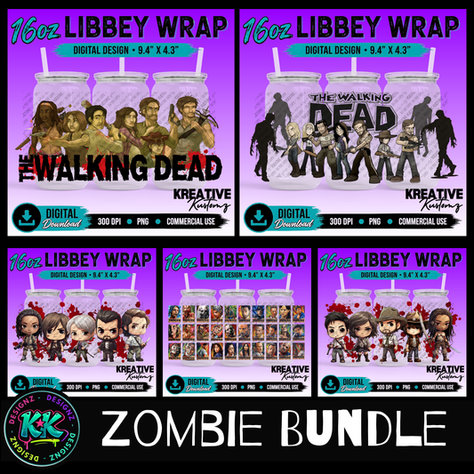 Zombie Inspired | 16oz Libbey Glass Can Wrap PNG - Digital Download Bundle